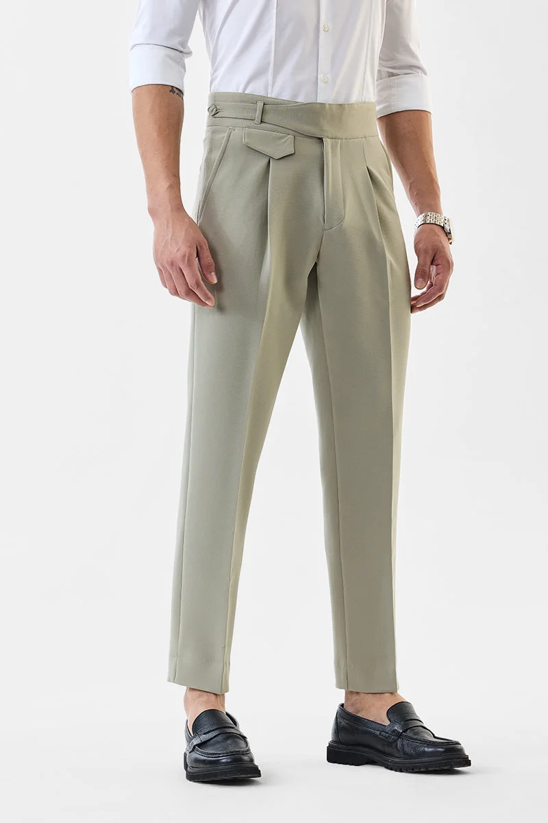 سنيتش Beige Solid Loose Fit Formal Trousers