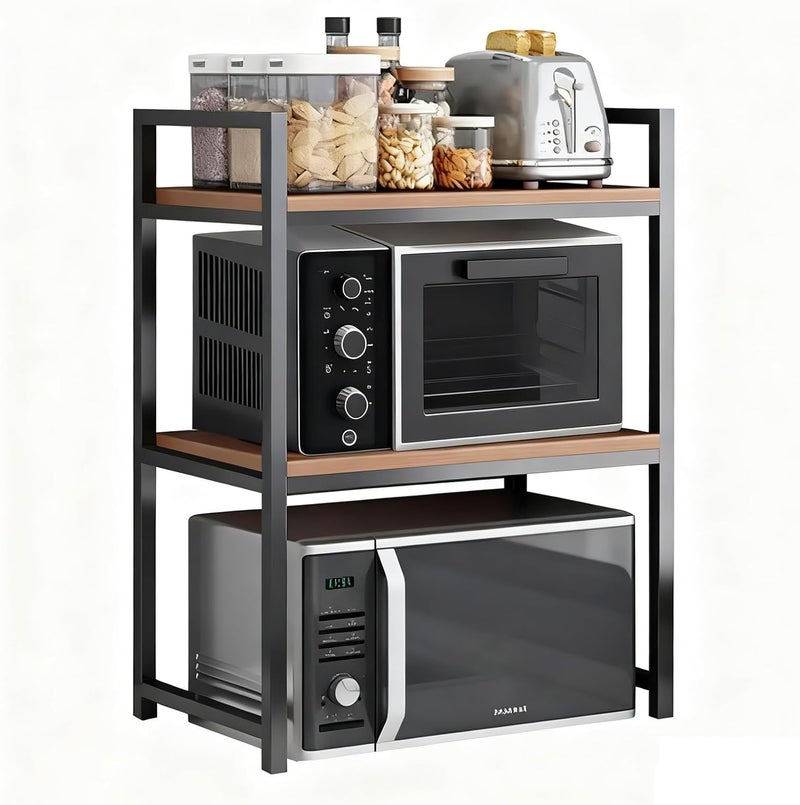 U-HOOME U HOOME 3 Tier Microwave Oven Rack,Microwave Oven Stand with 6 Hook for Kitchen Storage Rack Utensils Tableware Storage Shelf,Micro Wave Shelf Countertop Organizer Kitchen Stand Shelves Rack - Image 1