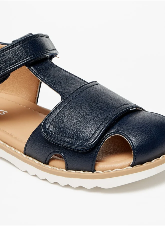 JUNIORS Boys Solid Sandals With Hook And Loop Closure