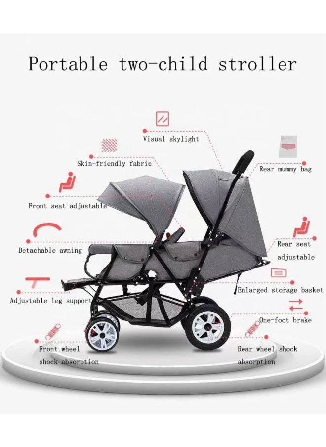 Generic - Baby Stroller twins  - Grey - 906 - Image 1