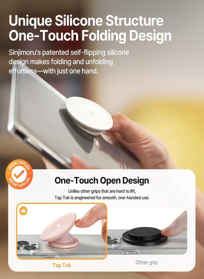 Sinjimoru for Soft Silicone Phone Grip Stand, Strong Adhesive Slim Holder for Comfortable One-Hand Use on Any Smartphone – Tap Tok Black - Image 5