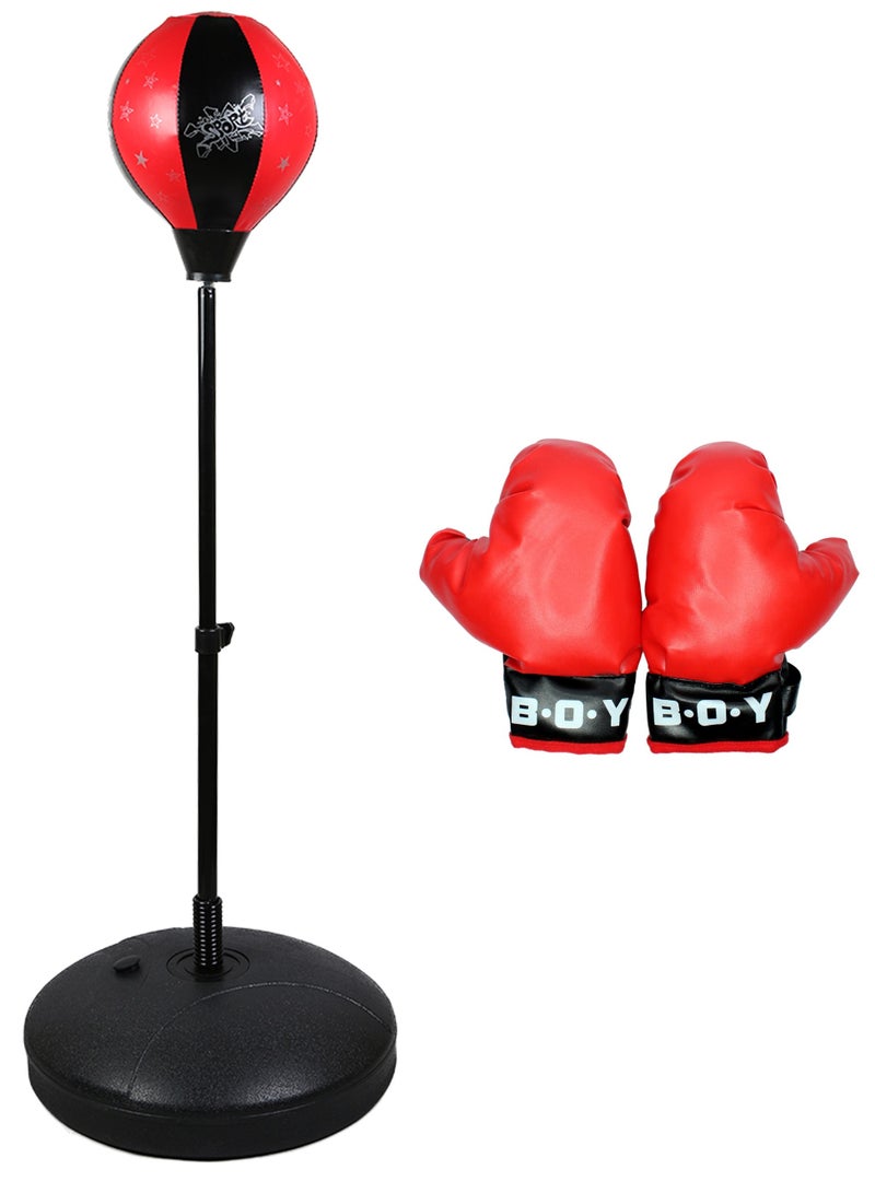 Generic Punching Bag Set for Kids, Boxing Gloves with Boxing Ball, Pump, Adjustable Stand 90-120CM  - Image 1