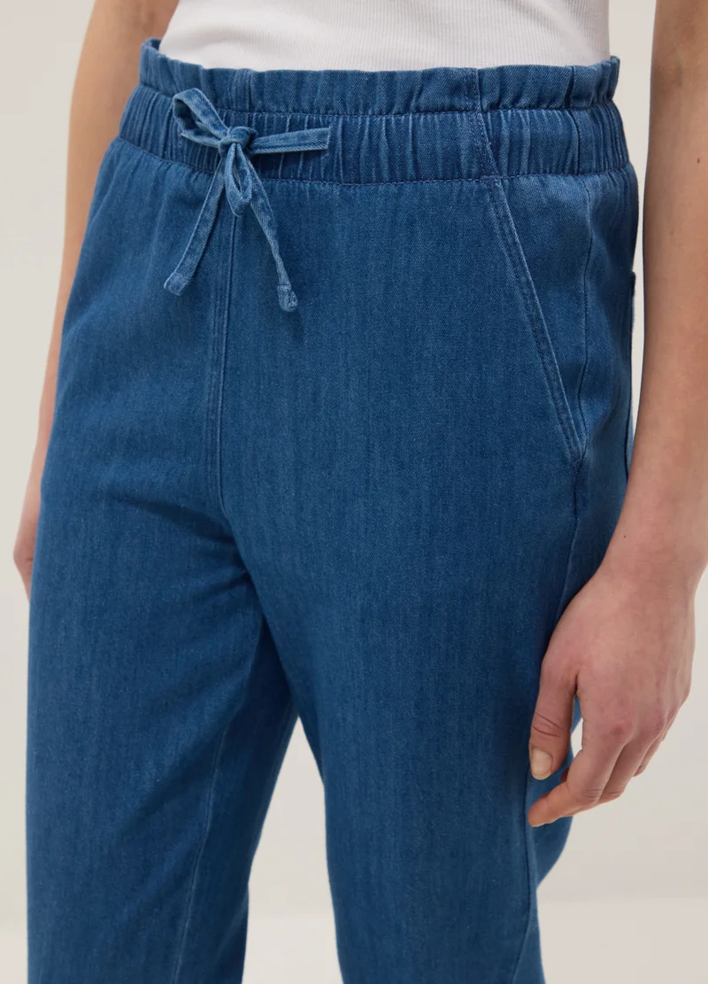 Ovs  OVS Paper Bag Trousers In Pure Blue Denim Cotton Regular Fit for Women | Best Price UAE