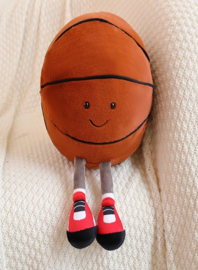 OUKEYI 11.8 "/30cm Basketball Plush Pillow, Soft Football Shaped Plush Pillow,Basketball/Football Plush Toy Sport Theme Plushie Soccer Stuffed Toys (Basketball) - Image 1