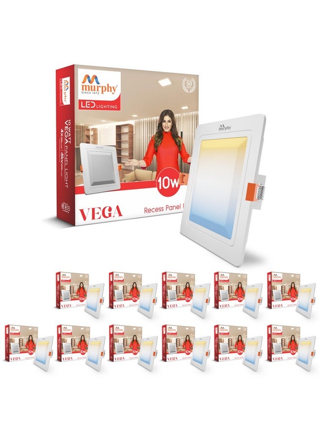 Murphy 10W Vega 3-in-1 Square LED Panel Ceiling Color Changing Light (Cool White/Warm White/Natural White, Pack of 12) - Image 1