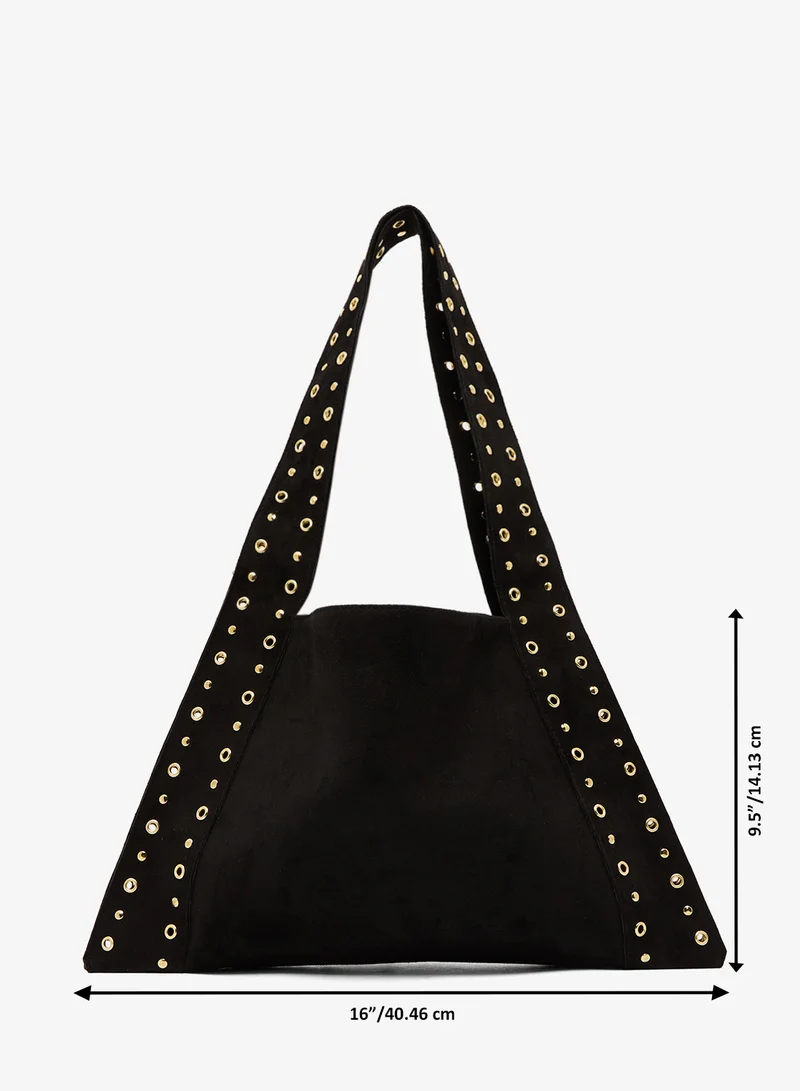 Ginger Black Metal Embellished Slouch Tote for Women | Best Price UAE
