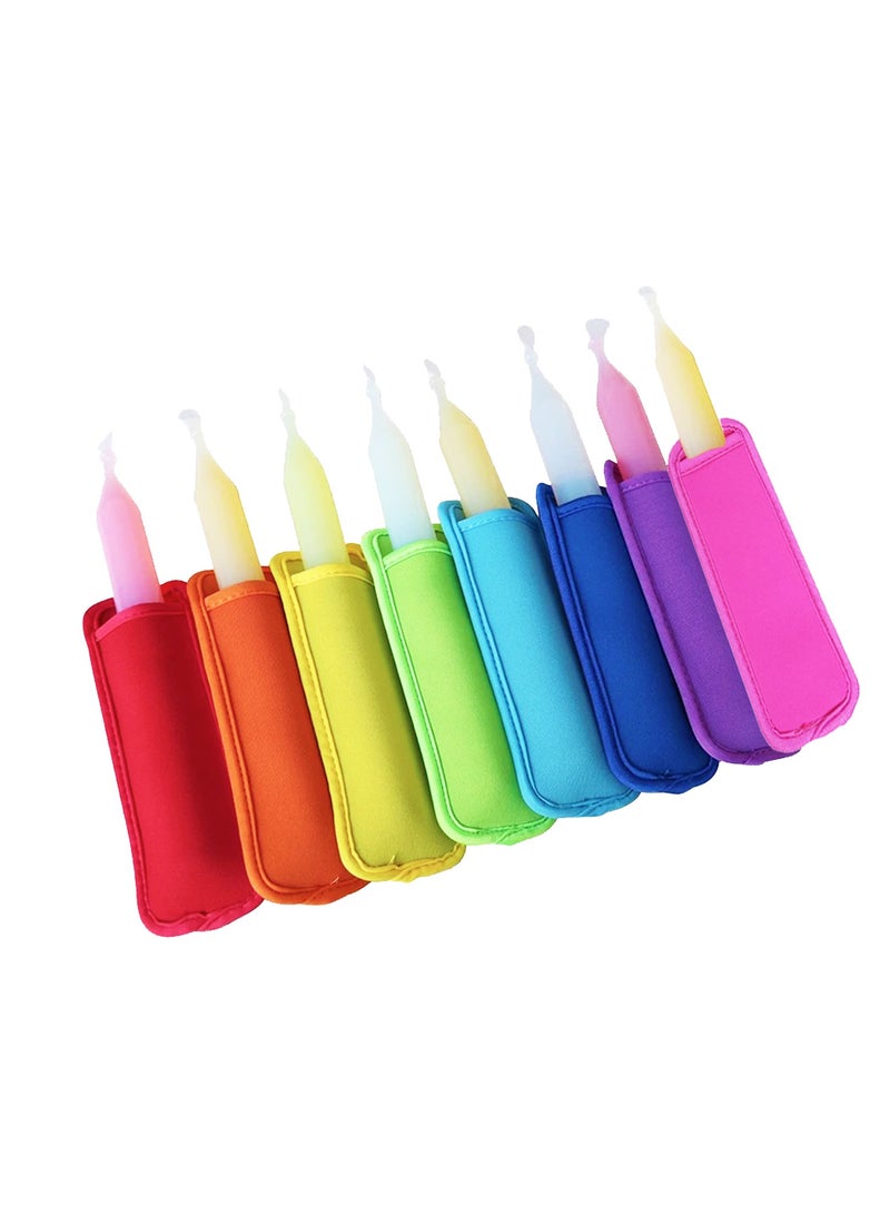 8PCS Ice Pop Sleeves Antifreezing Sleeves Reusable Popsicle Bags Fun Kid Styles Popsicle Party Pack  - Image 1