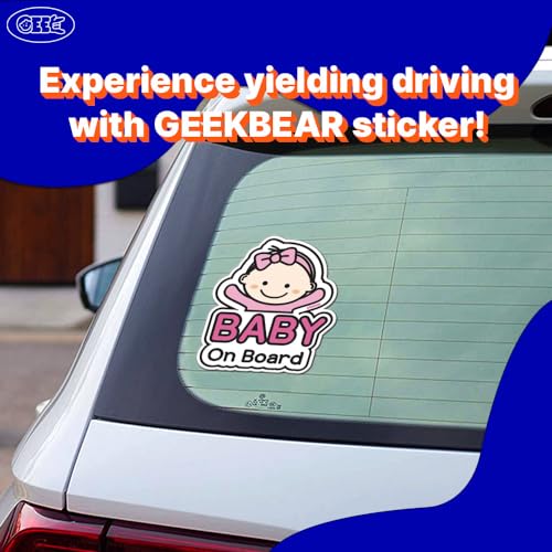 GEEKBEAR Baby on Board Car Sticker - Character Design, Reflective, Weather-Resistant (02. Basic Girl) - Image 2