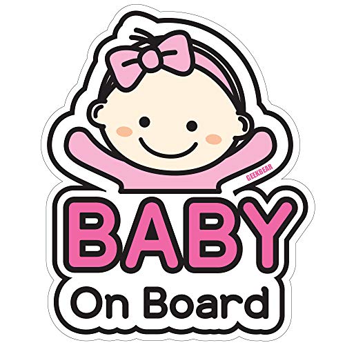 GEEKBEAR Baby on Board Car Sticker - Character Design, Reflective, Weather-Resistant (02. Basic Girl) - Image 1