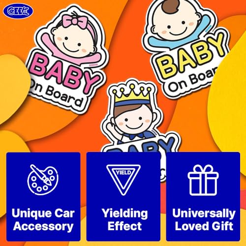 GEEKBEAR Baby on Board Car Sticker - Character Design, Reflective, Weather-Resistant (02. Basic Girl) - Image 3