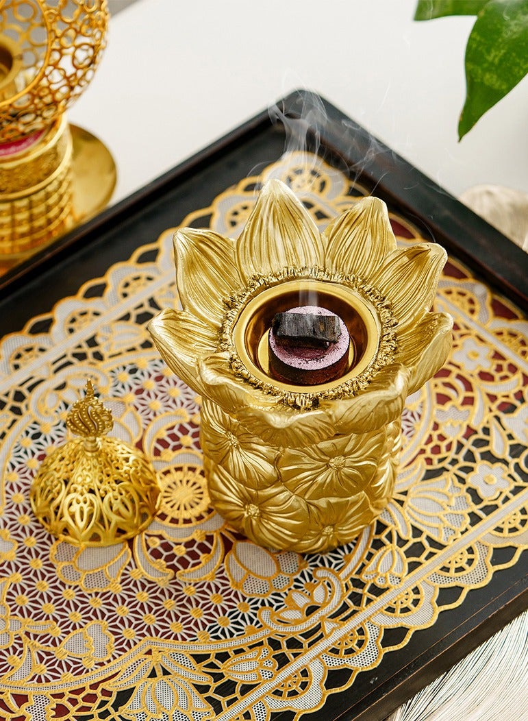 عام مبخرة صغيرة على شكل زهرة، وعاء بخور زهري ديكوري للعلاج العطري في المنزل والديكور الداخلي - Image 2