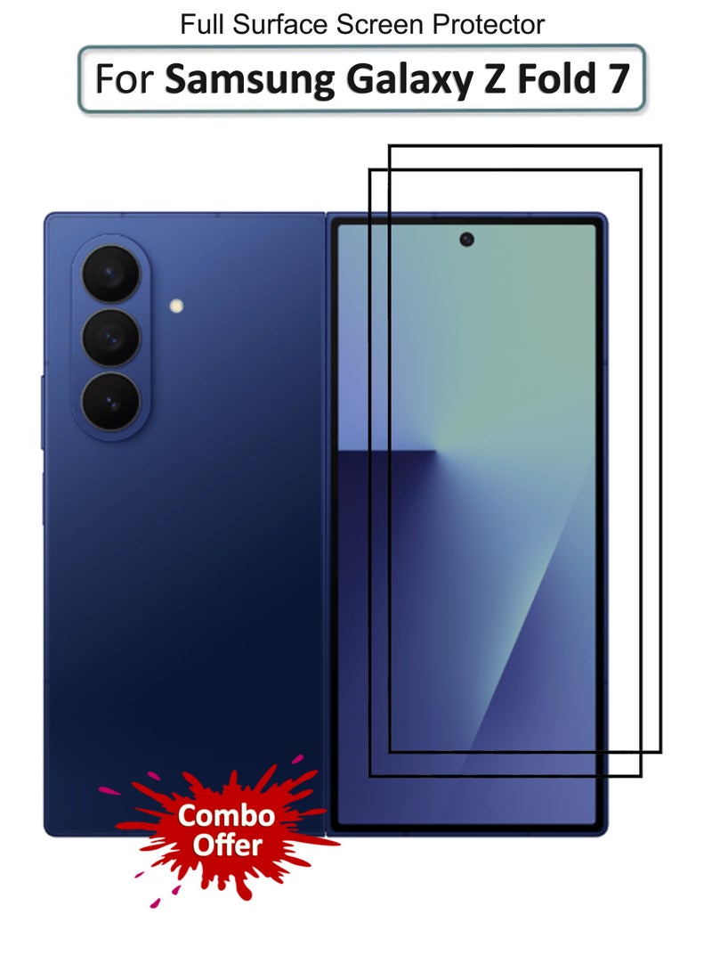 2 Pieces of Samsung Galaxy Z Fold7 Screen Protector – Edge to Edge Tempered Glass Screen Protector, High Transparency, Delicate Touch, Anti-Explosion, Smooth Arc Edges, Easy Installation - Image 1