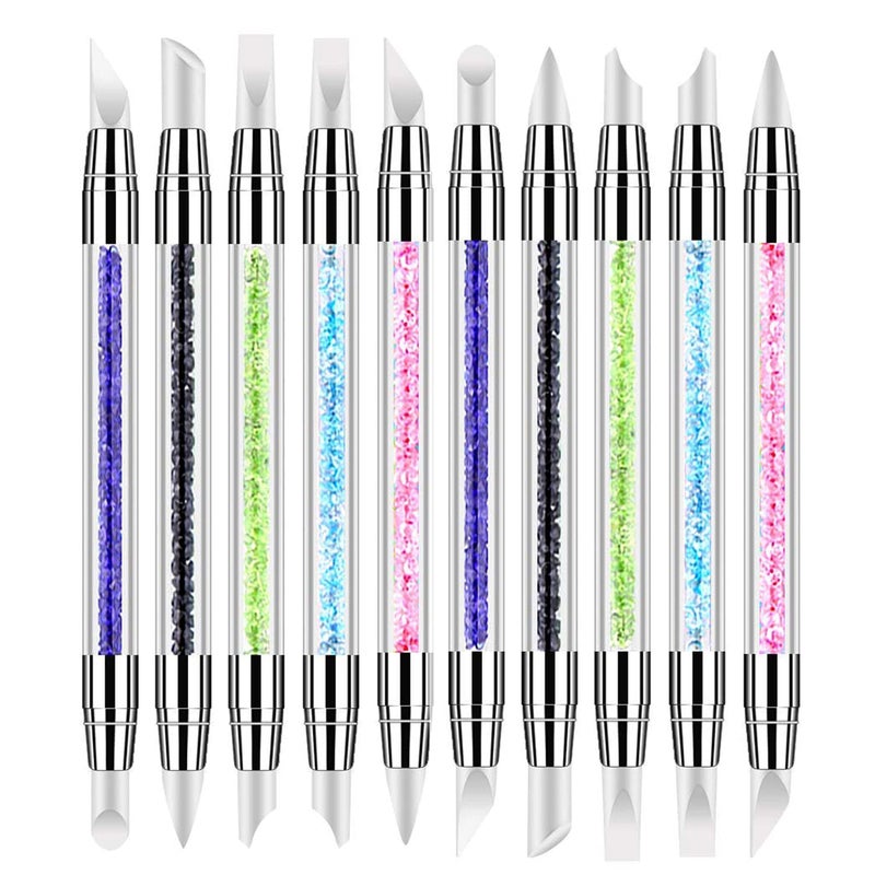 NAILWIND Nail Art Acrylic Pen Dual Tipped Silicone Rhinestone Nail Polish Carving Pen Silicone Head Acrylic Handle Nail Art Brushes Manicure DIY Brush Dotting Tools for Home Salon (5 Pcs) - Image 1