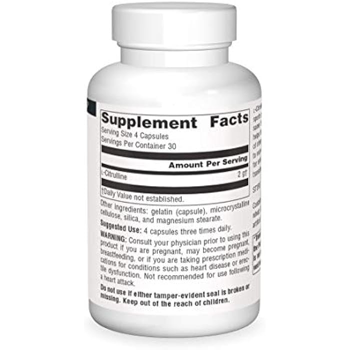 Source Naturals L-Citrulline - Supports Exercise Recovery, Energy and Detoxification*, 500 mg - 120 Capsules - Image 3