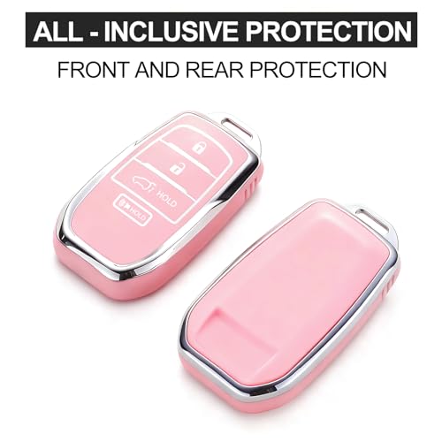 AAWQVRG Key Fob Cover for Toyota - Premium Soft TPU Shell Full Protection Case with Keychain, Fits Grand Highlander Corolla Camry Tundra Prius Sequoia Venza Tacoma 4Runner Rav4 Land Cruiser, Pink 4-Button - Image 5