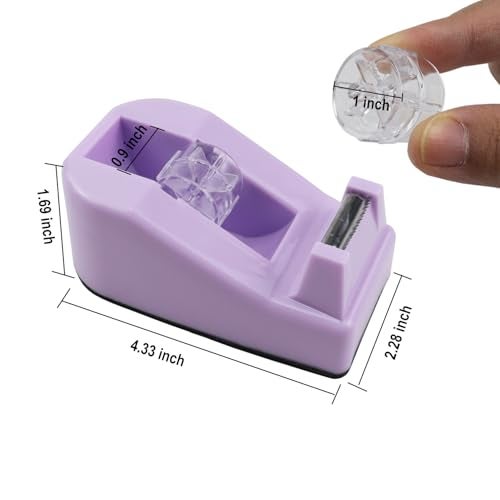 Aacehlh 1Pcs Desktop Tape Dispenser,Adhesive Roll Holder with Weighted Nonskid Base,Office Tape Dispensers for School, Office and Home (Purple) - Image 2
