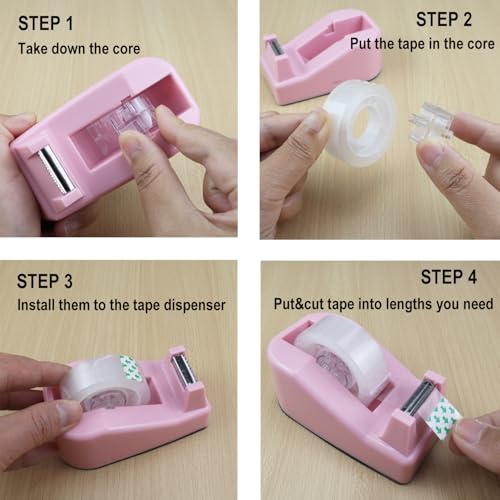 Aacehlh 1Pcs Desktop Tape Dispenser,Adhesive Roll Holder with Weighted Nonskid Base,Office Tape Dispensers for School, Office and Home (Purple) - Image 4