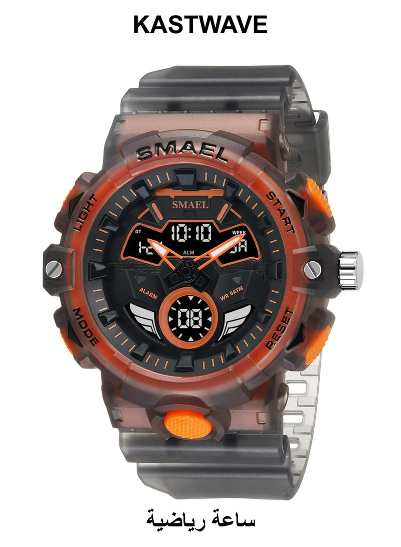 KASTWAVE Men's Analog Sports Watch, LED Digital Watch, 5ATM Waterproof Electronic Stopwatch Large Dual Dial Time Easy to Read Outdoor Wrist Watch Tactical - Image 1
