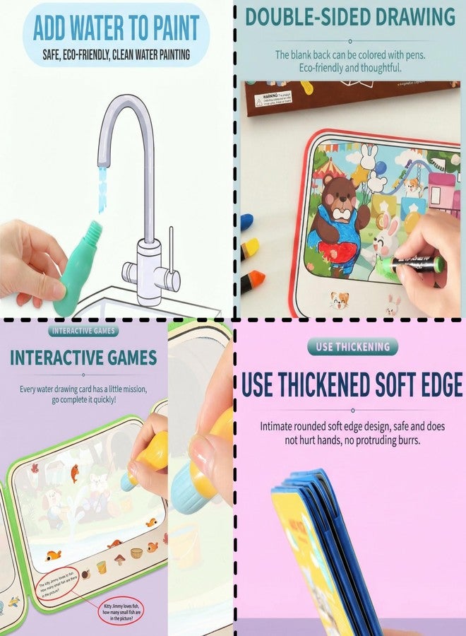 FINEMOE Magic Water Painting Book for Kids with Refillable Water Spotter Pen, Reusable Mess-Free Coloring Activity Book, Travel Toy & Educational Gift for Boys & Girls Age 3 Years+ (Daily Life Theme) - Image 4