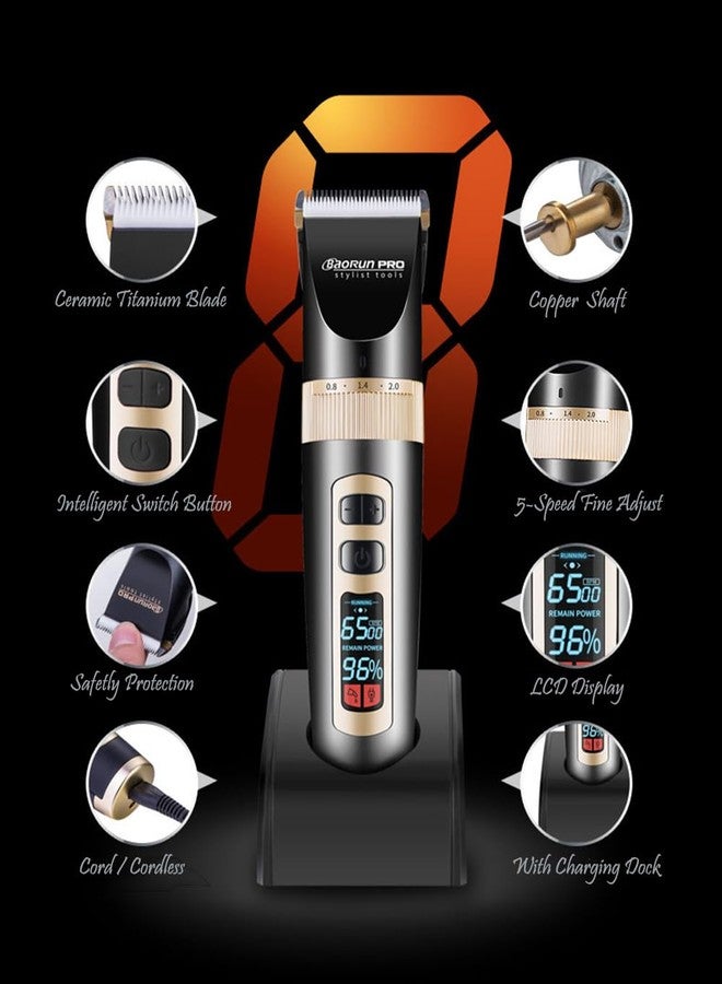 Maxshop Cordless Hair Clippers for Men Kids Grooming Hair Cutting & Trimming Kit with Guide Combs Charging Dock (Gold) - Image 2