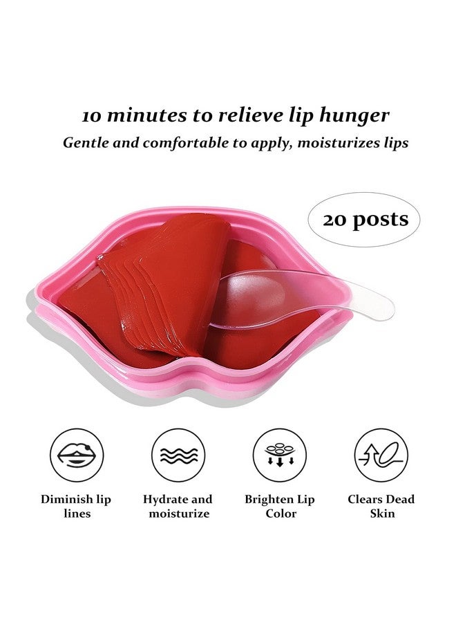 FREEORR 20Pcs Lip Mask Sheet,Pink Moisturizing Plumping Lip Masks Overnight,Pink Lip Mask Gel Treatment Lip Masks For Dry Lips Plump Lip Collagen Overnight Sleeping Lip Mask Pads Patches（Pink） - Image 1