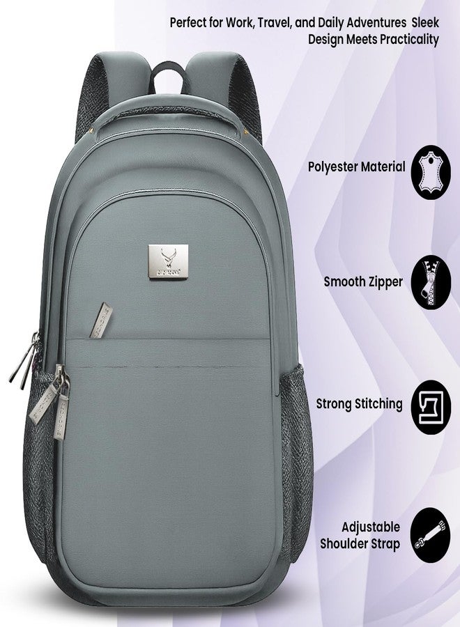 REDHORNS School Backpack with 15.6inch Laptop Holder and waterproof material For Men and Women - College, Office, Business, School Bag (Grey) - Image 4