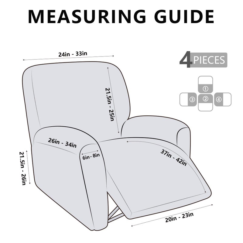 maycelon Recliner Chair Covers 4 Piece Stretch Couch Covers Recliner Slipcovers Couch Furniture Protector with Stripe Jacquard Sofa Cover Washable for Pets (Dark Grey) - Image 3