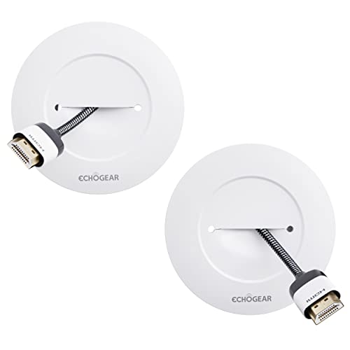 ECHOGEAR TV Cord Hider for Wall Mounted TV - White Cable Management Kit Hides TV Wires Behind The Wall- Includes 2 Pass Throughs, Locking Brackets, and Hole Saw Drill Attachment for Easy Install - Image 1