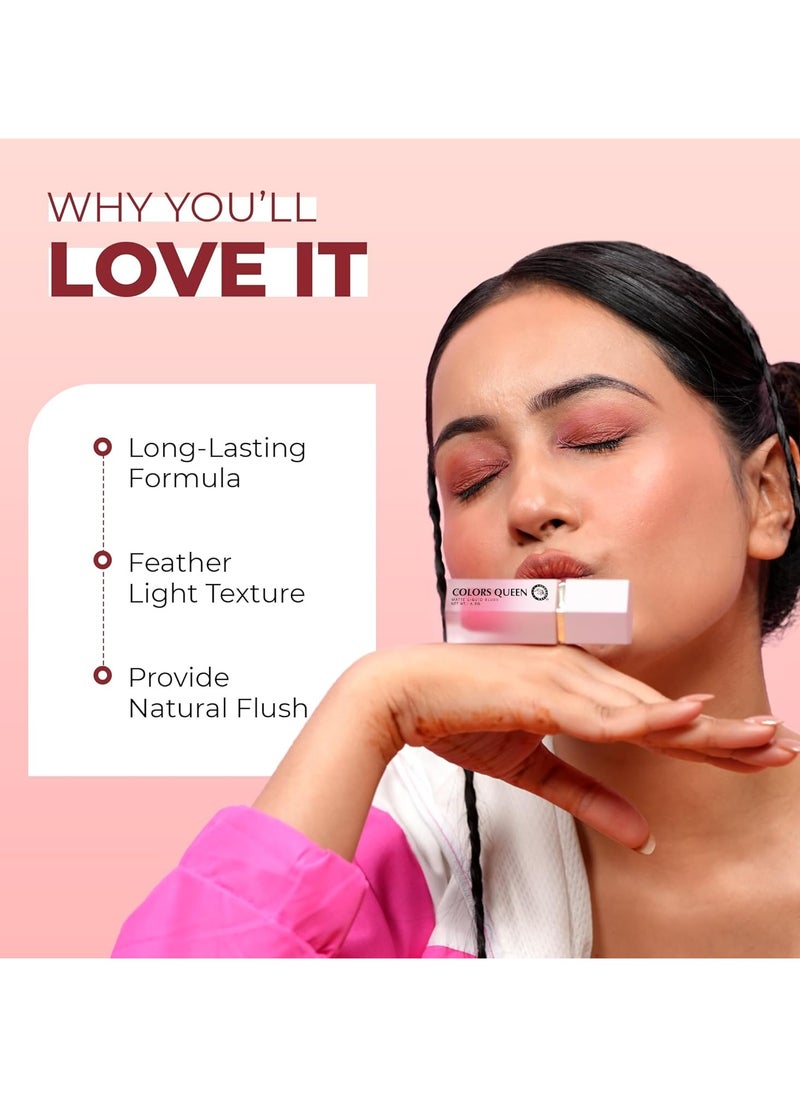 COLORS QUEEN - Matte Liquid Blush Highly Pigmented Smooth Texture Long Lasting Lightweight Blusher Face Eye Lips Sponge Tip Applicator 04 Rosy Glow 6.5g - Image 1