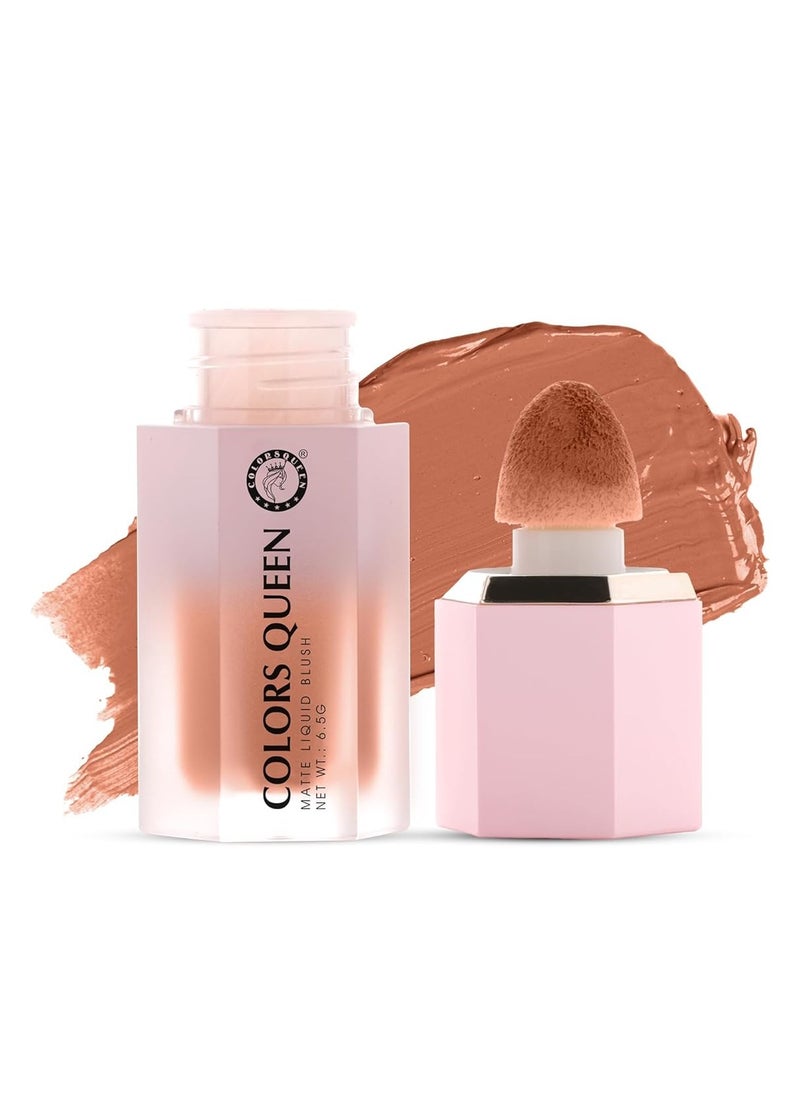 COLORS QUEEN - Matte Liquid Blush Highly Pigmented Smooth Texture Long Lasting Lightweight Blusher Face Eye Lips Sponge Tip Applicator 04 Rosy Glow 6.5g - Image 1