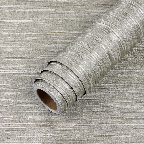 LACHEERY Taupe Grasscloth Wallpaper Textured Peel and Stick Fabric Wallpaper Textured Contact Paper for Cabinets and Drawers Waterproof Removable Grass Cloth Faux Linen Wall Paper for Walls 158x80 - Image 1