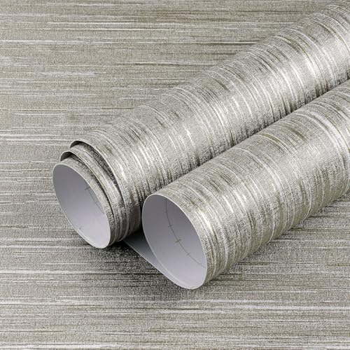 LACHEERY Taupe Grasscloth Wallpaper Textured Peel and Stick Fabric Wallpaper Textured Contact Paper for Cabinets and Drawers Waterproof Removable Grass Cloth Faux Linen Wall Paper for Walls 158x80 - Image 3