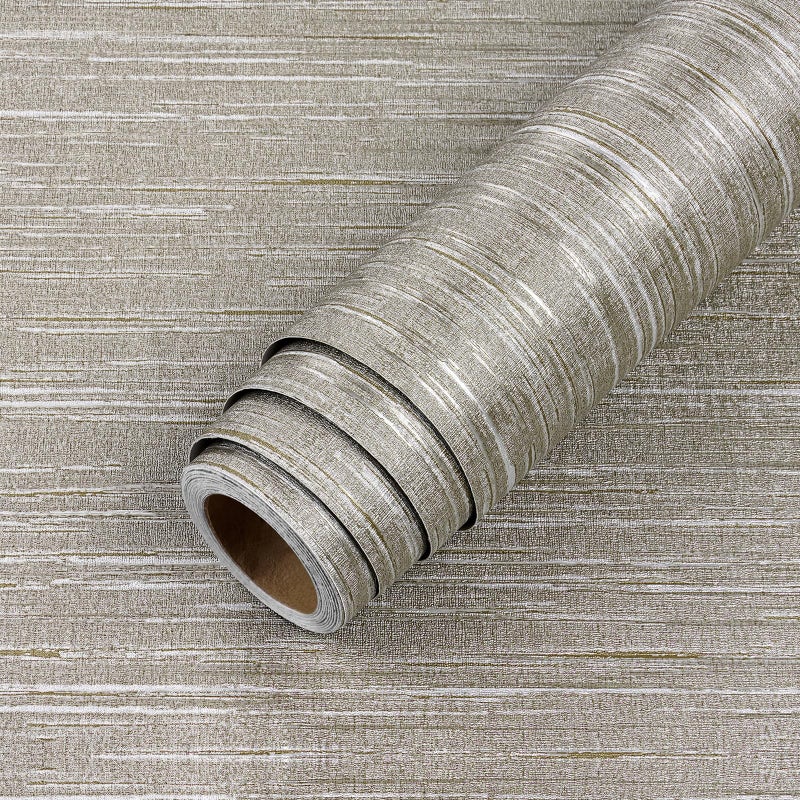 LACHEERY Taupe Grasscloth Wallpaper Textured Peel and Stick Fabric Wallpaper Textured Contact Paper for Cabinets and Drawers Waterproof Removable Grass Cloth Faux Linen Wall Paper for Walls 158x80 - Image 2