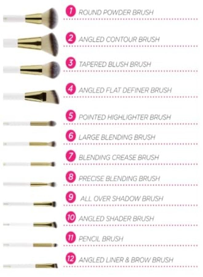 BH STUDIO PRO makeup brush set, Studded Elegance 12-Piece Brush Set (PINK) - Image 5