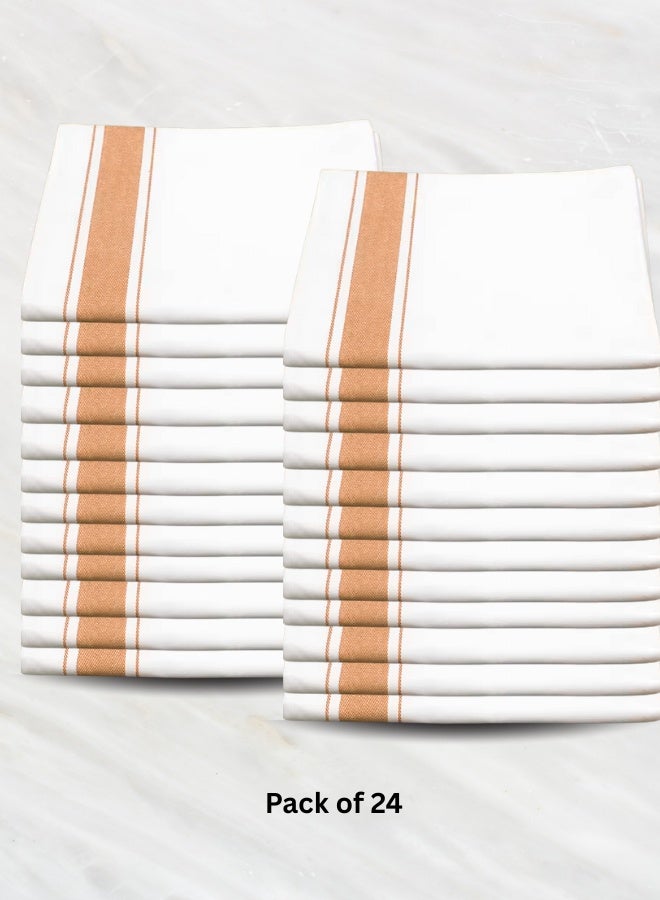 Pearl Coast Soft Linen Wiping Cloth, White with Yellow stripe (50x70 cm) | pack of 24 - Image 1