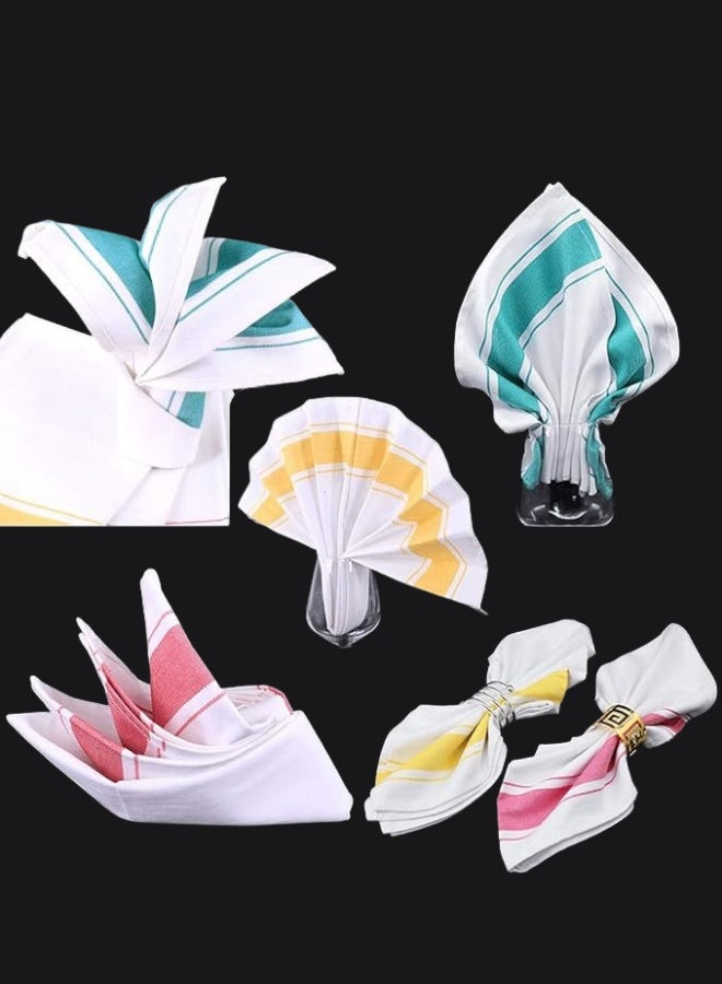 Pearl Coast Soft Linen Wiping Cloth, White with Yellow stripe (50x70 cm) | pack of 24 - Image 5