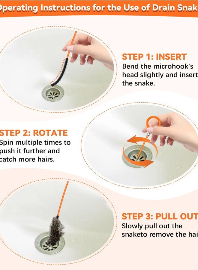 XFIRE-GEAR 32 Inch Anti-break Metal Drain Snake, Hair Clog Remover, Drain Cleaner Tool with Nylon Coating Sink Snake, Drain Clog Remover for Shower, Bathroom Sink Tub (6 Pack) - Image 5