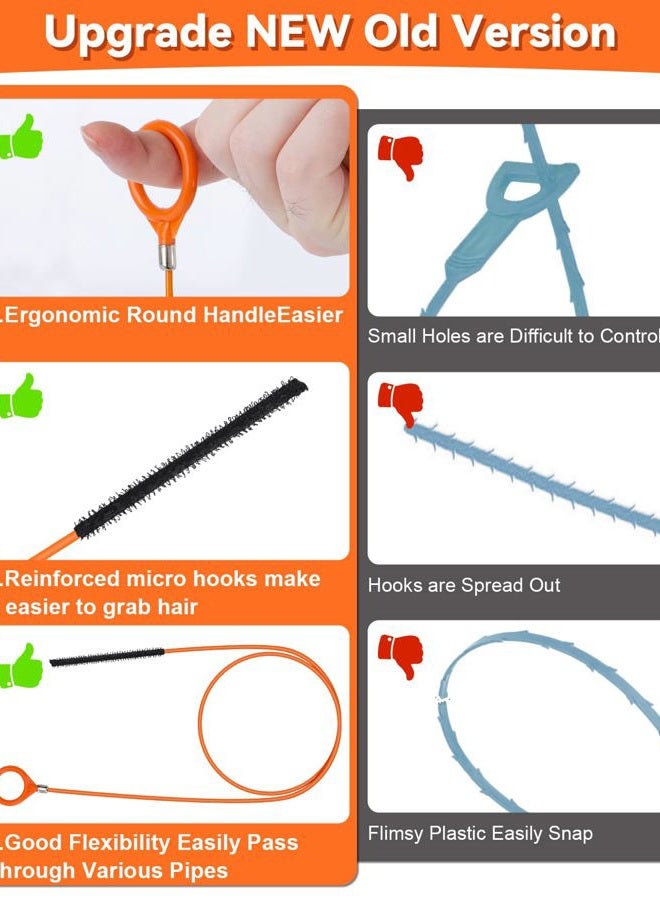 XFIRE-GEAR 32 Inch Anti-break Metal Drain Snake, Hair Clog Remover, Drain Cleaner Tool with Nylon Coating Sink Snake, Drain Clog Remover for Shower, Bathroom Sink Tub (6 Pack) - Image 2