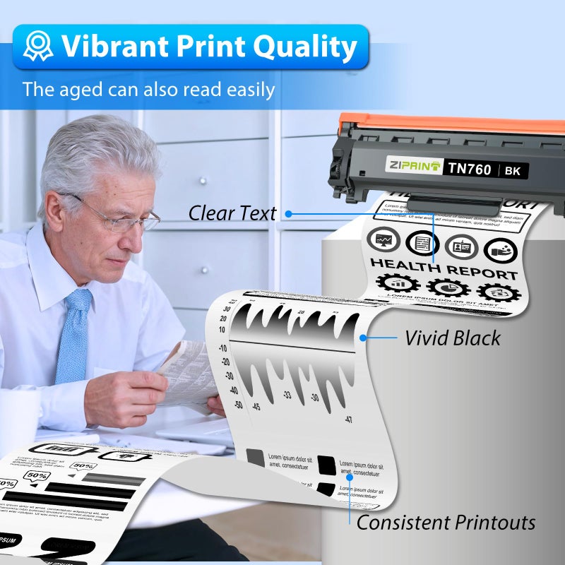 ZIPRINT TN760 Toner Cartridges Compatible Replacement for Brother TN760 TN730 TN-730 High Yield for MFC-L2710DW MFC-L2750DW DCP-L2550DW HL-L2350DW HL-L2395DW HL-L2370DW (Black, 2 Pack) - Image 4