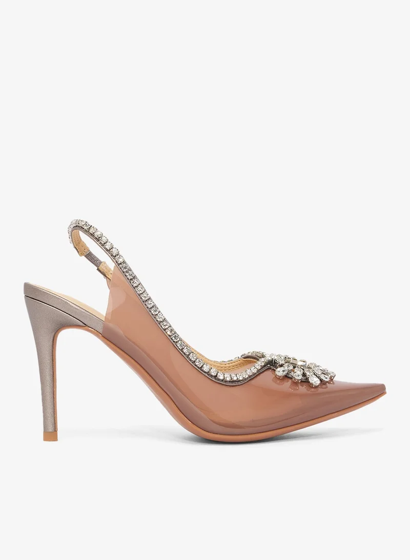 Ella Limited Edition Clear Transparent High Heel Stiletto Rhinestone Diamonte Embellished Pumps