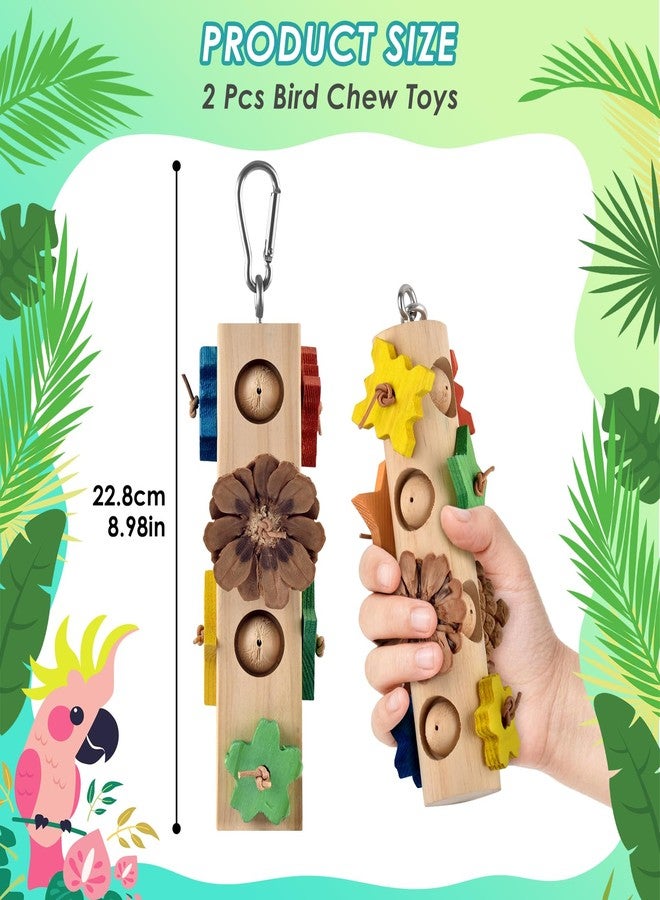 DBNESS Bird Toys for Parrot, 2 Pcs Hanging Colorful Wood Blocks Pine Cones Parakeet Chew Foraging Toy for Beak-Grinding, Cage Accessories for Small to Medium Budgies, Cockatiels, Caiques, Conures - Image 2