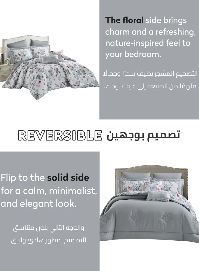دوناتيلا طقم لحاف قطن 4 قطع مقاس مفرد طوال الموسم سرير مطبوع عليه زهور قابل للعكس (120 * 200 سم) مع حشوة بديلة 350 جرام لكل متر مربع ، مكواة