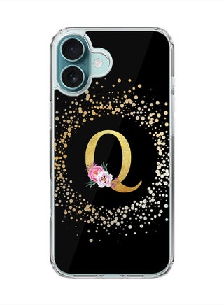 Custom Monogram Floral - Q ( Black )