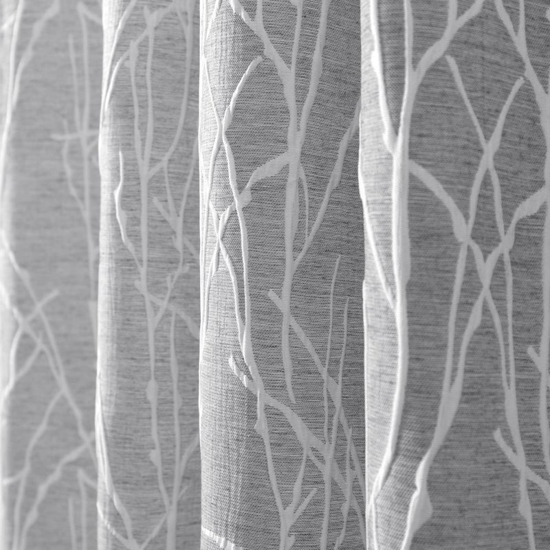Pitalk ستائر رمادية داكنة بطول 84 بوصة لغرفة المعيشة، لوحتان، جيب خلفي، بنمط غصن شجرة وغابة، ستارة رمادية شبه معتمة لغرفة النوم، ديكور ربيعي ريفي فرنسي أنيق، طول 52 × 84 بوصة - Image 1