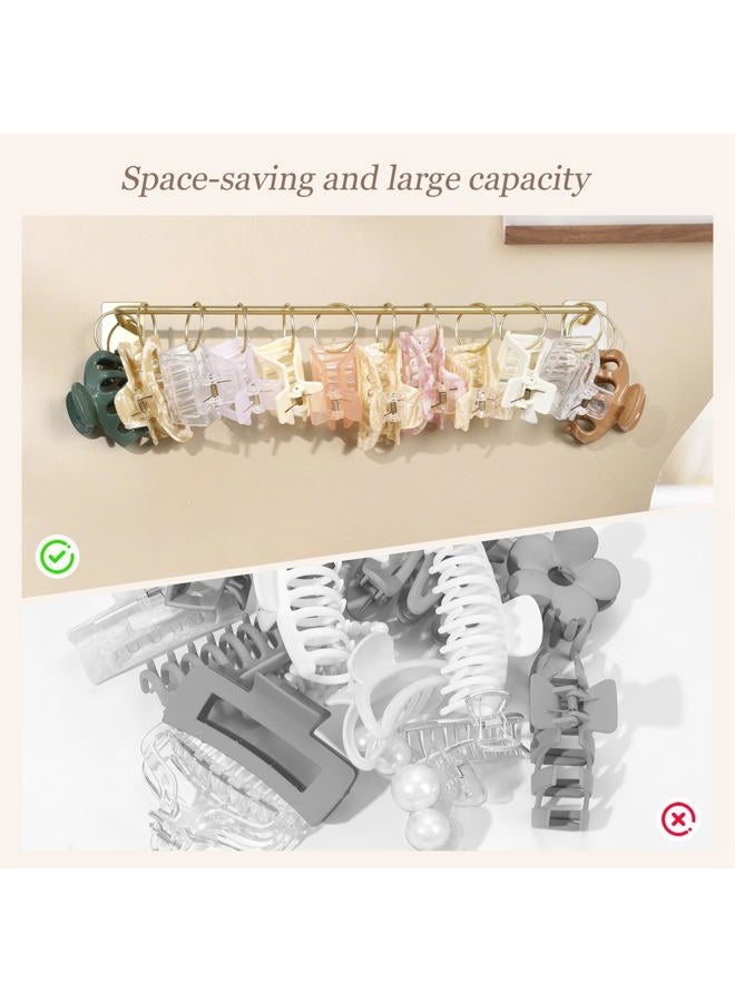 SNOWSTAR Metal Claw Clip Organizer Holder, Hair Clip Holder and Storage for Women and Girl,Claw Clips Hanger Display Hair Accessories for Wall Door Closet,Gold(1PCS) - Image 3
