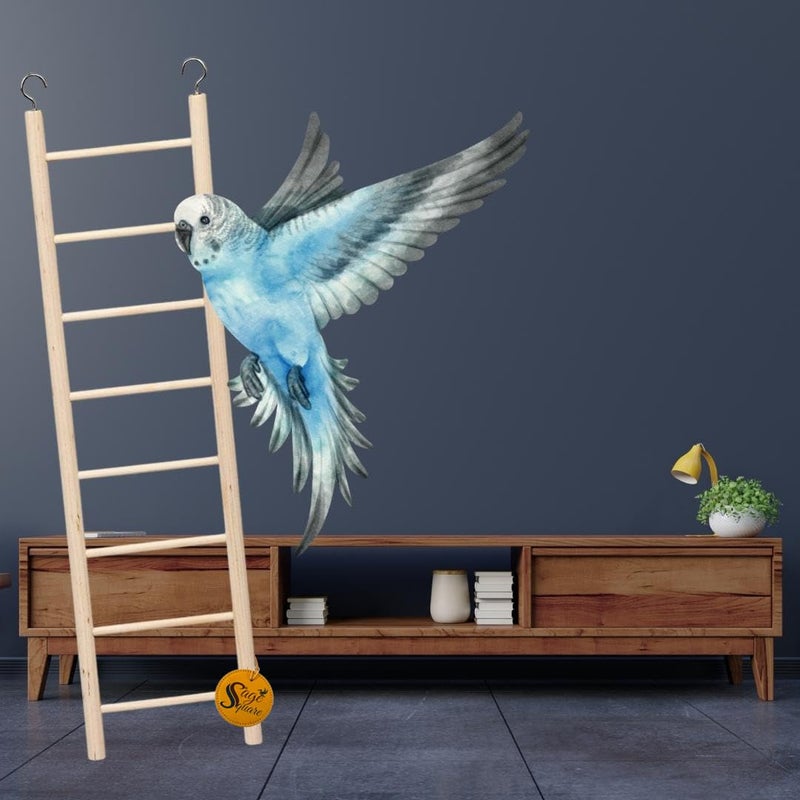 Sage Square لعبة سلم تسلق خشبي طبيعي مرحة للتمرين والمرح، مع خطافات، للطيور، الببغاوات، البادجي وغيرها من الطيور الصغيرة والمتوسطة والكبيرة (تصميم 6) - Image 4