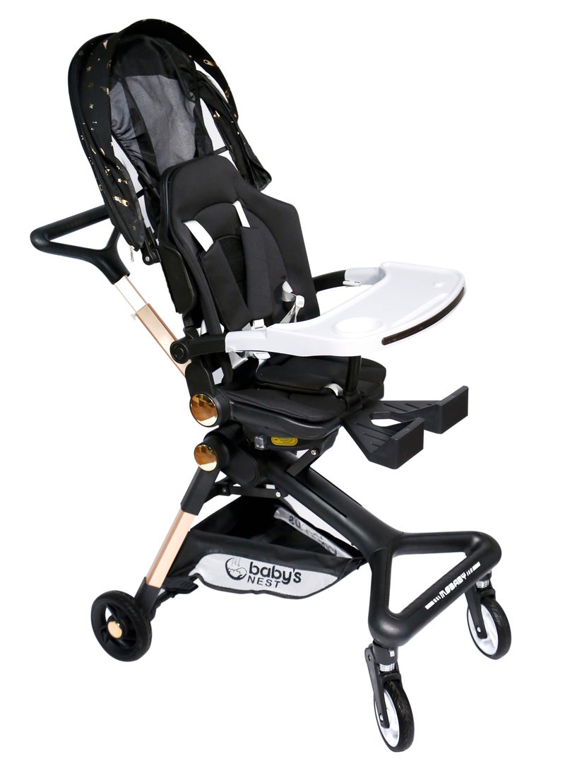 Baby's Nest 2 in 1 Stroller Black with Gold - Image 2