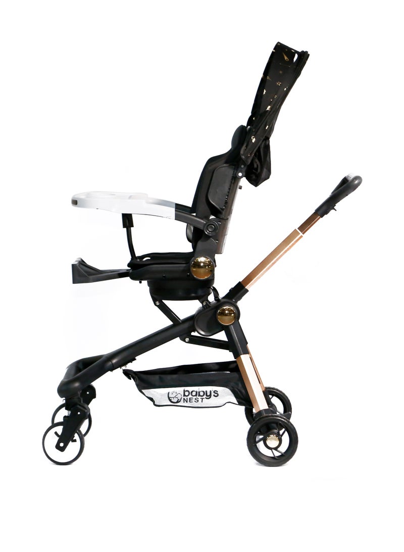 Baby's Nest 2 in 1 Stroller Black with Gold - Image 4