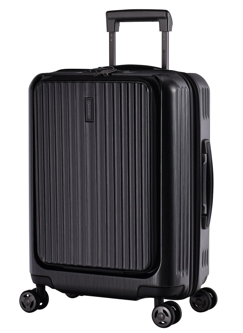 eminent Hard Shell Travel Bag Alfred Front Loading Business Carry On Luggage trolley with Built in 2 sided TSA Compatible Combination Lock and USB Port KK50B Black  - Image 1