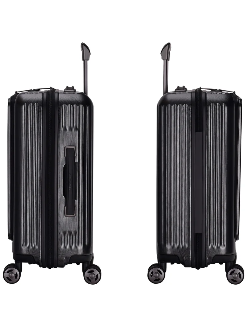eminent Hard Shell Travel Bag Alfred Front Loading Business Carry On Luggage trolley with Built in 2 sided TSA Compatible Combination Lock and USB Port KK50B Black